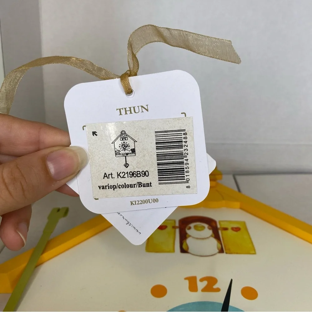 THUN NEW K2196 Wooden Pendulum Farm Animals Themed Kids’ Analogue Clock